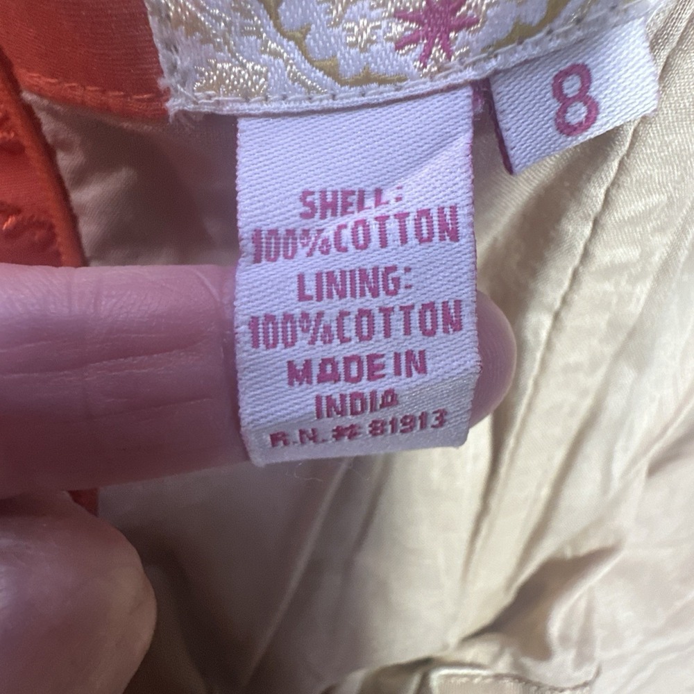 Plenty by Tracy Reese Orange Embroidered Strapless Cotton Midi Dress Size 8 - Picture 4 of 9